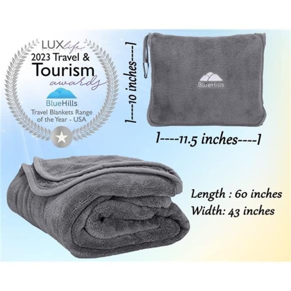Premium Soft Travel Blanket Pillow Airplane Flight Blanket throw in Soft Bag - Picture 4 of 7